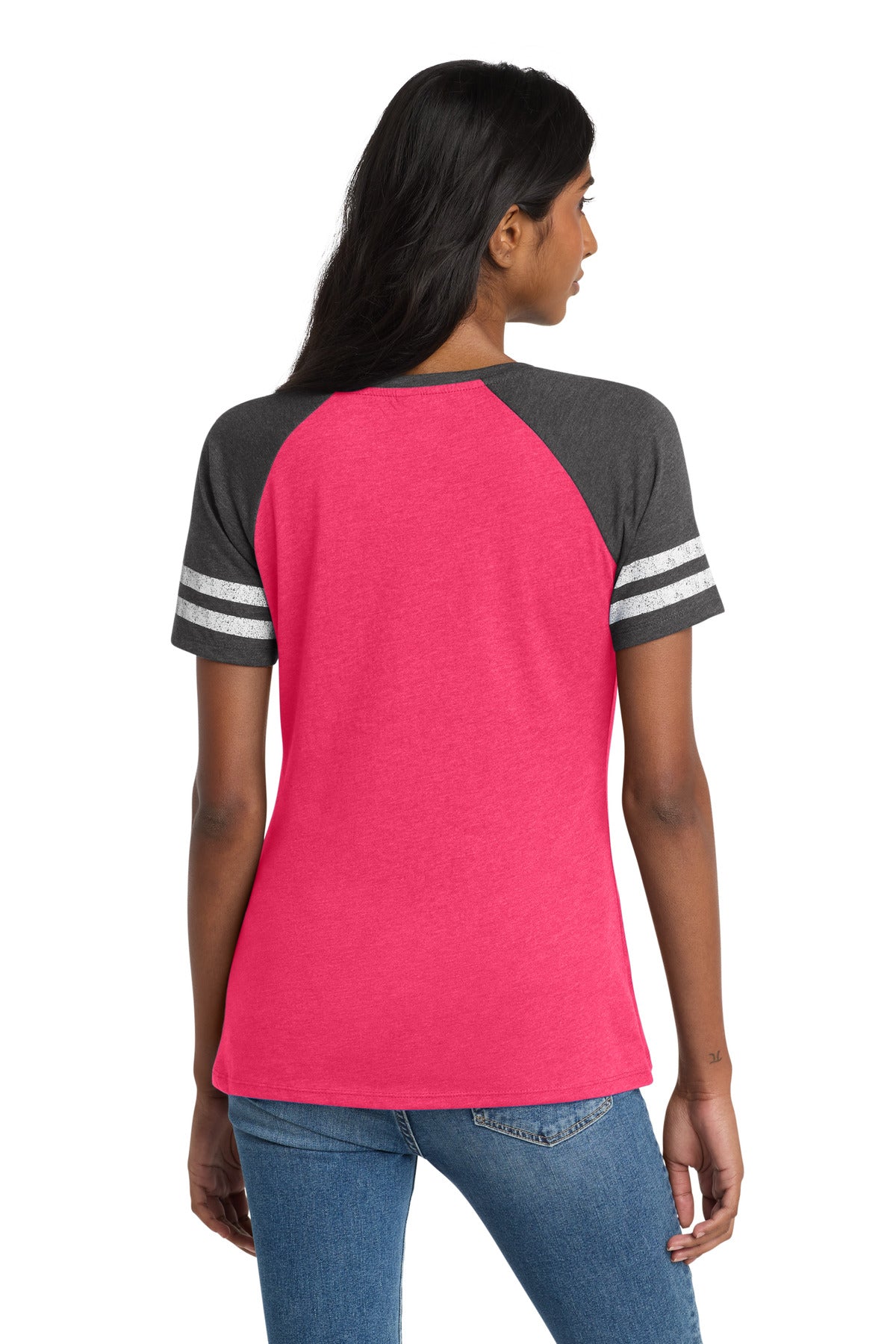 District  Women's Game V-Neck Tee. DM476