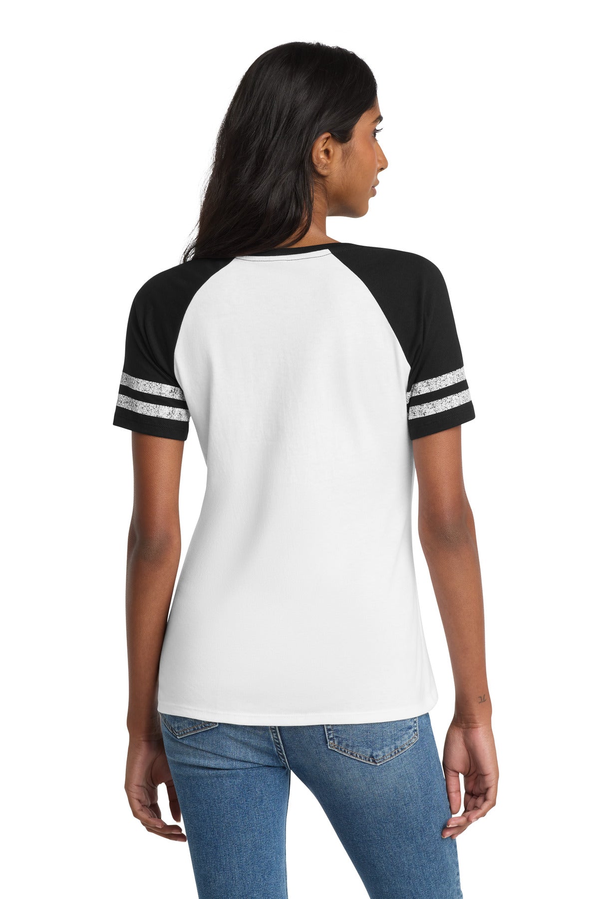 District  Women's Game V-Neck Tee. DM476