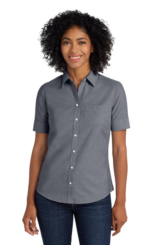 Port Authority Women's Short Sleeve SuperPro Oxford Shirt. L659