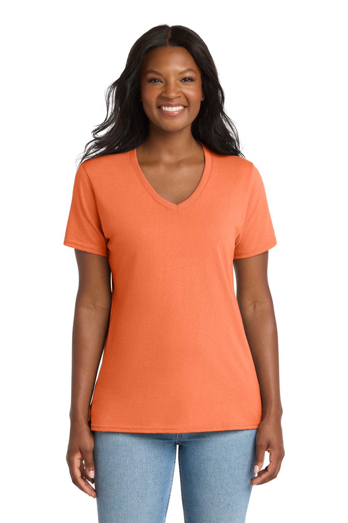 Port & Co Women's Core Cotton V-Neck Tee. LPC54V