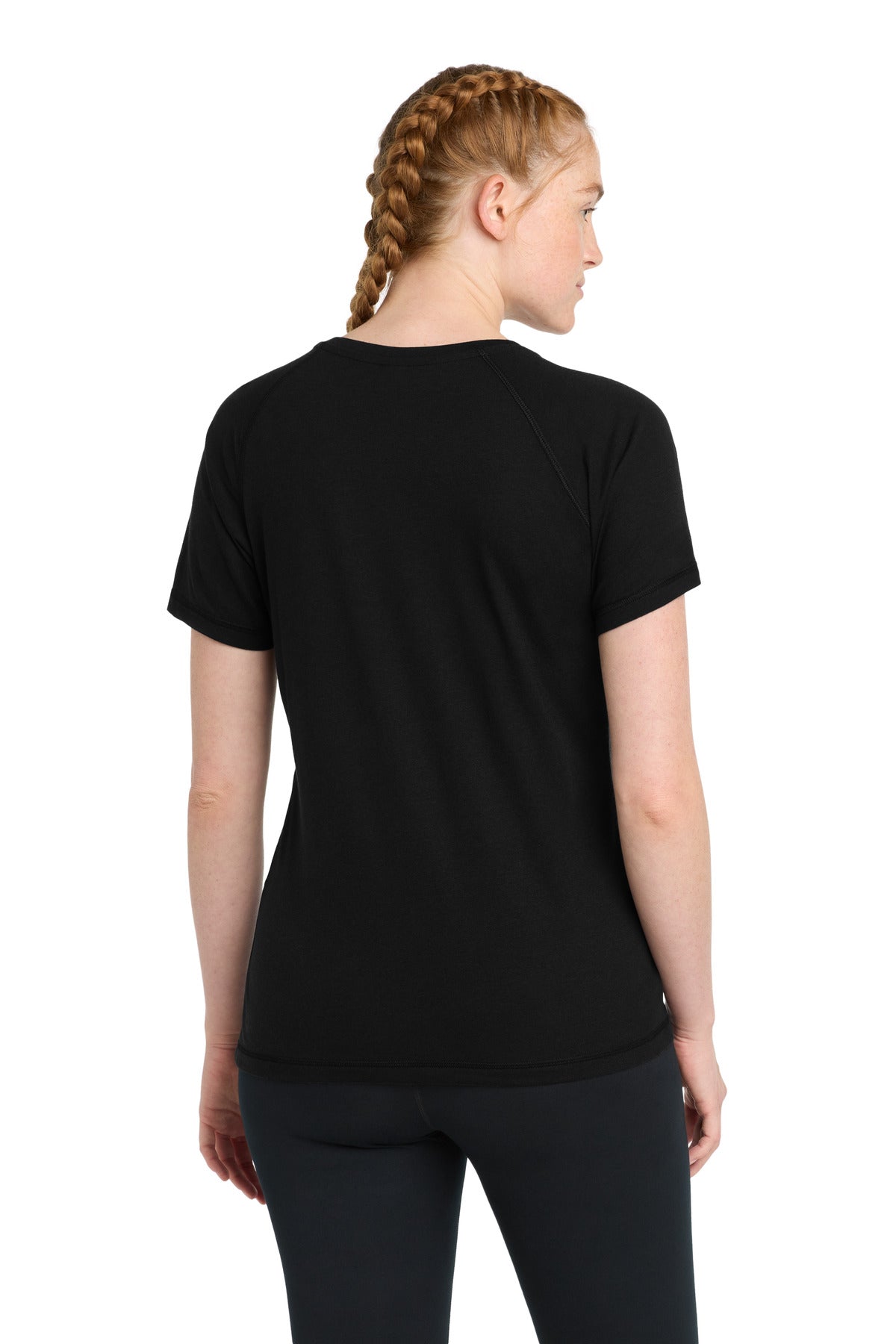 Sport-Tek  Women's PosiCharge  Tri-Blend Wicking Scoop Neck Raglan Tee. LST400