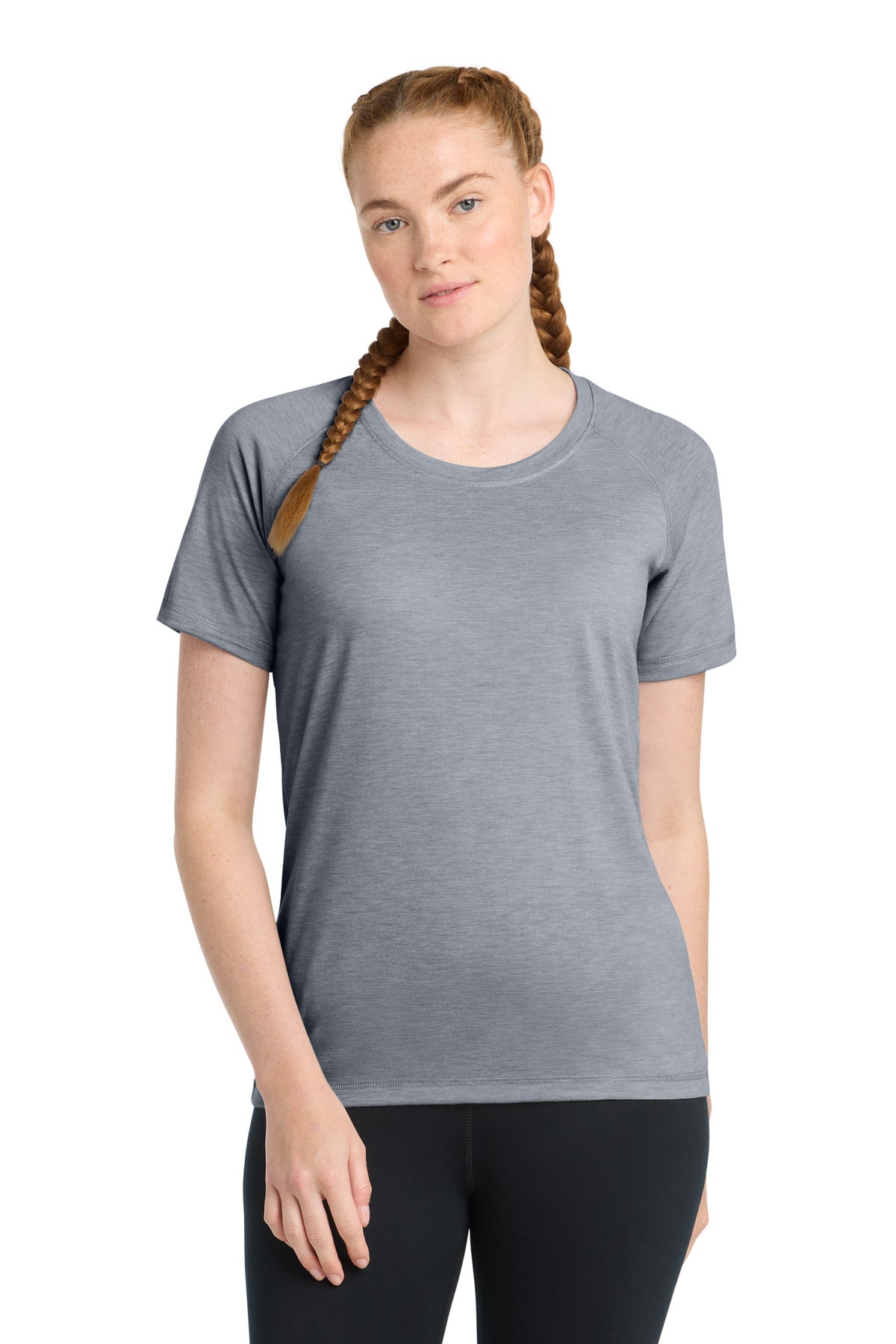 Sport-Tek  Women's PosiCharge  Tri-Blend Wicking Scoop Neck Raglan Tee. LST400