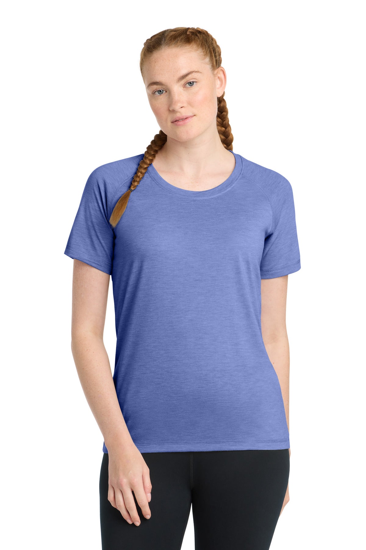 Sport-Tek  Women's PosiCharge  Tri-Blend Wicking Scoop Neck Raglan Tee. LST400