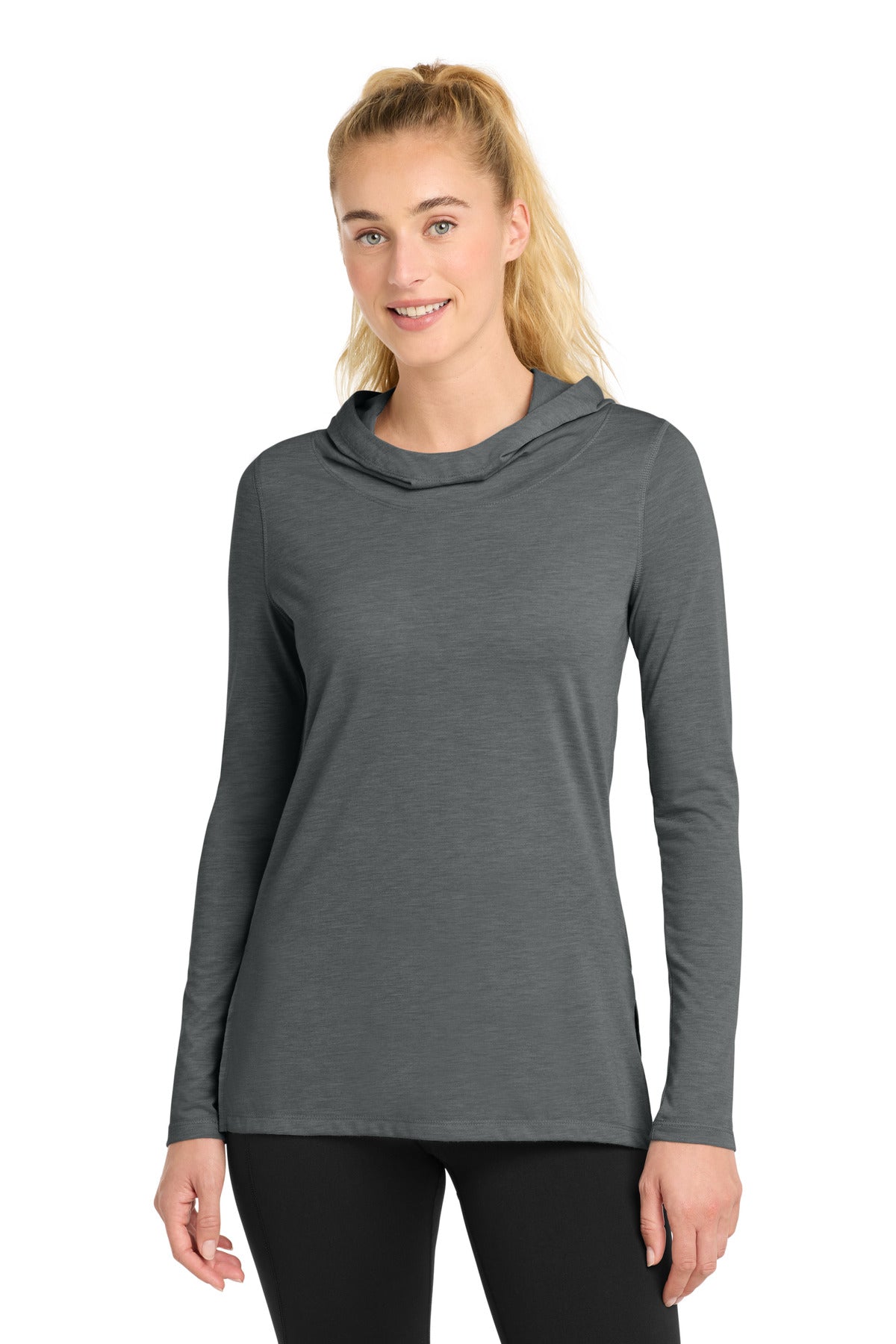 Sport-Tek Women's PosiCharge  Tri-Blend Wicking Long Sleeve Hoodie LST406