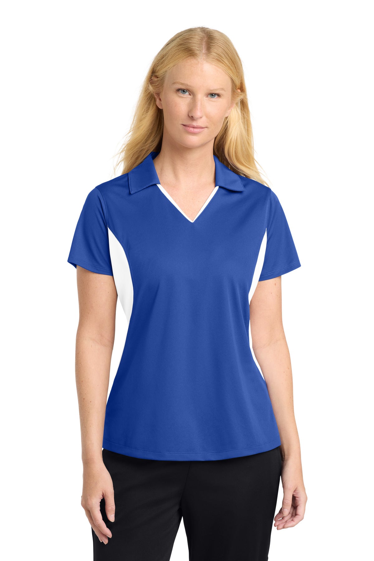 Sport-Tek Women's Side Blocked Micropique Sport-Wick Polo. LST655