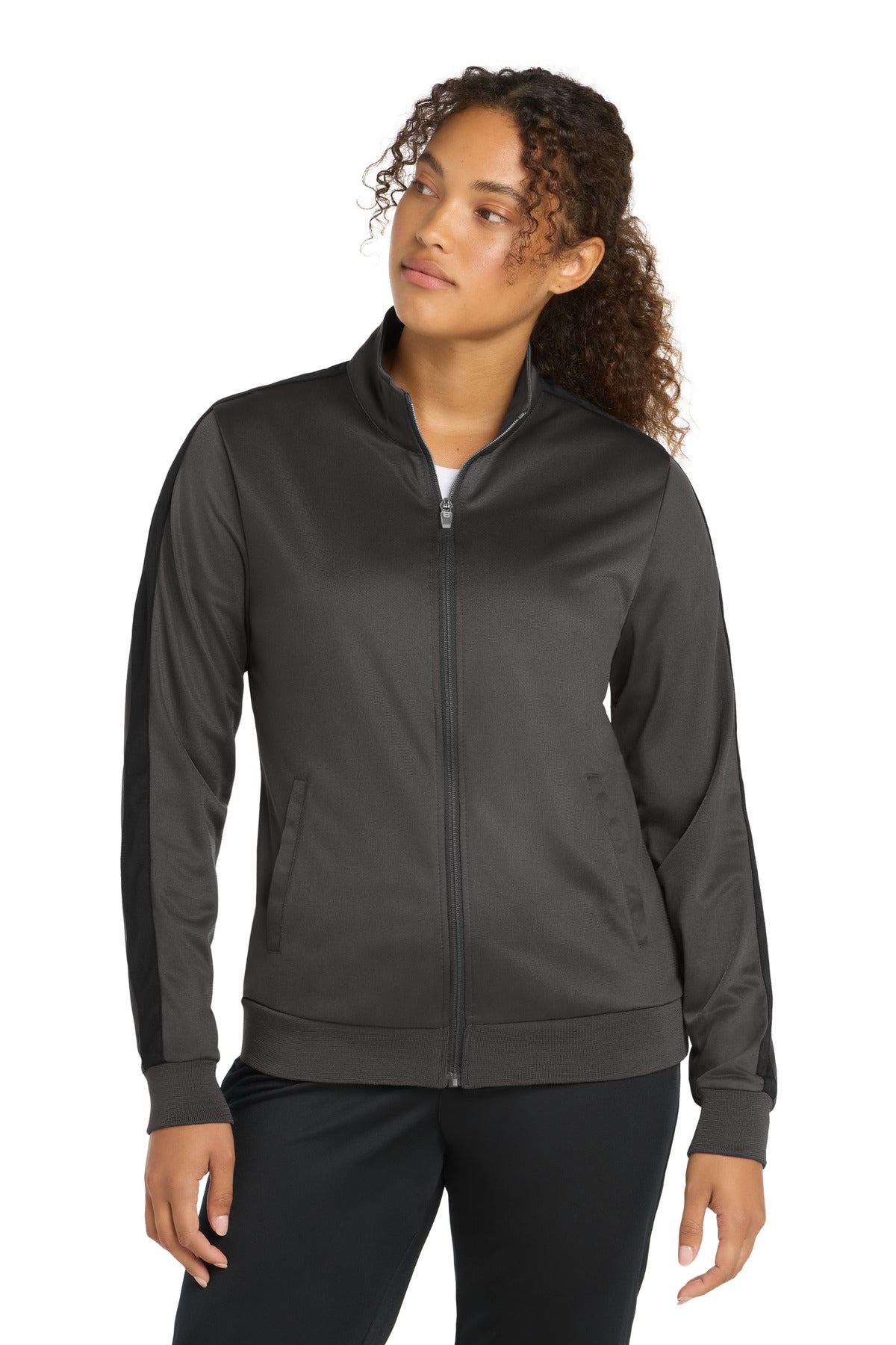 Sport-Tek  Ladies Tricot Sleeve Stripe Track Jacket. LST94