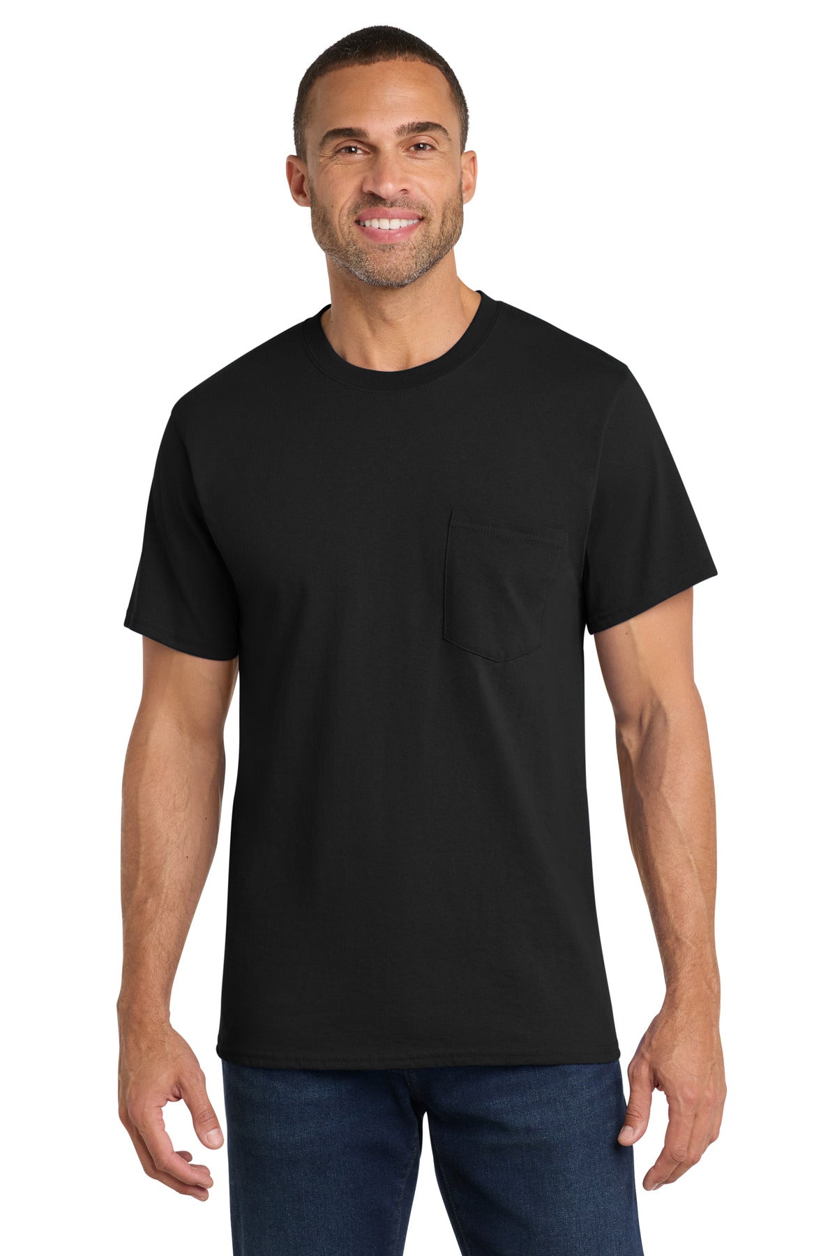 Port & Co Core Cotton Pocket Tee. PC54P