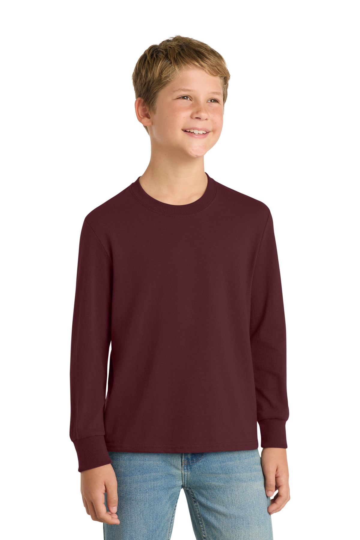 Port & Co Youth Long Sleeve Core Cotton Tee. PC54YLS