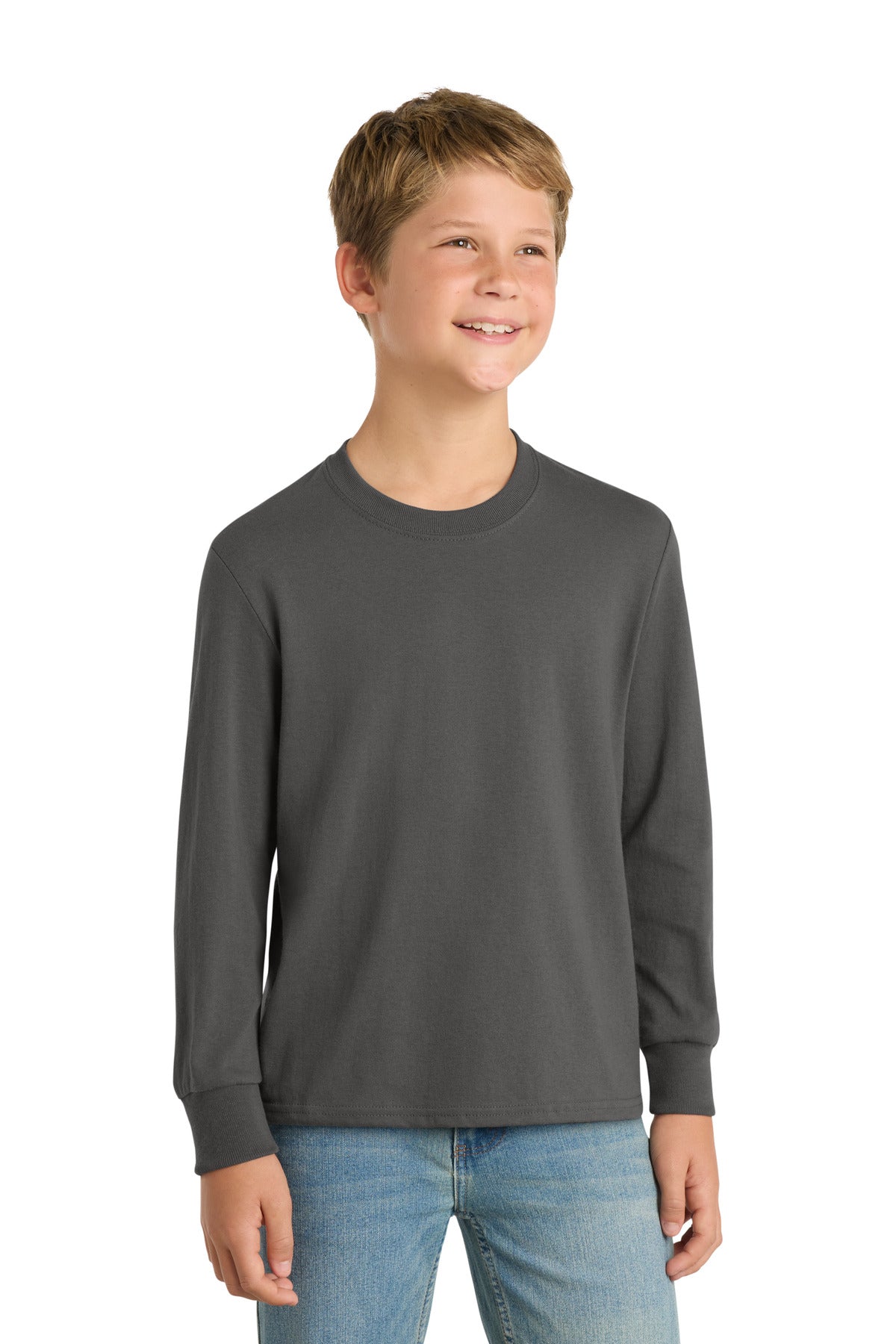 Port & Co Youth Long Sleeve Core Cotton Tee. PC54YLS
