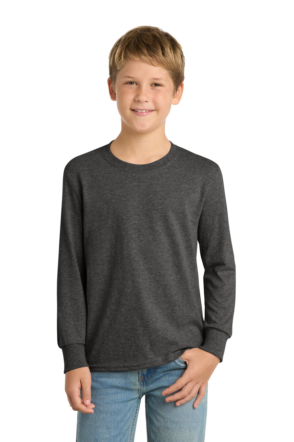 Port & Co Youth Long Sleeve Core Cotton Tee. PC54YLS