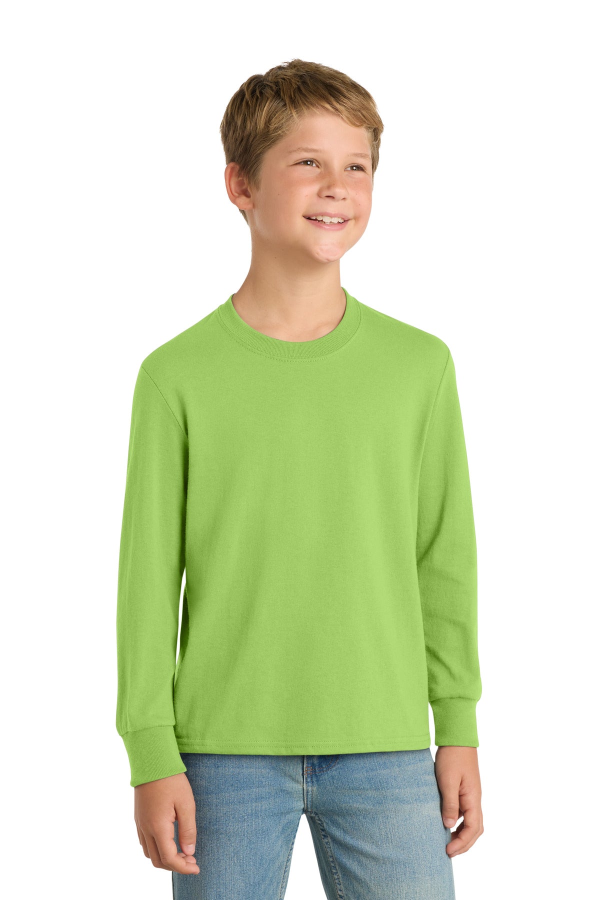 Port & Co Youth Long Sleeve Core Cotton Tee. PC54YLS