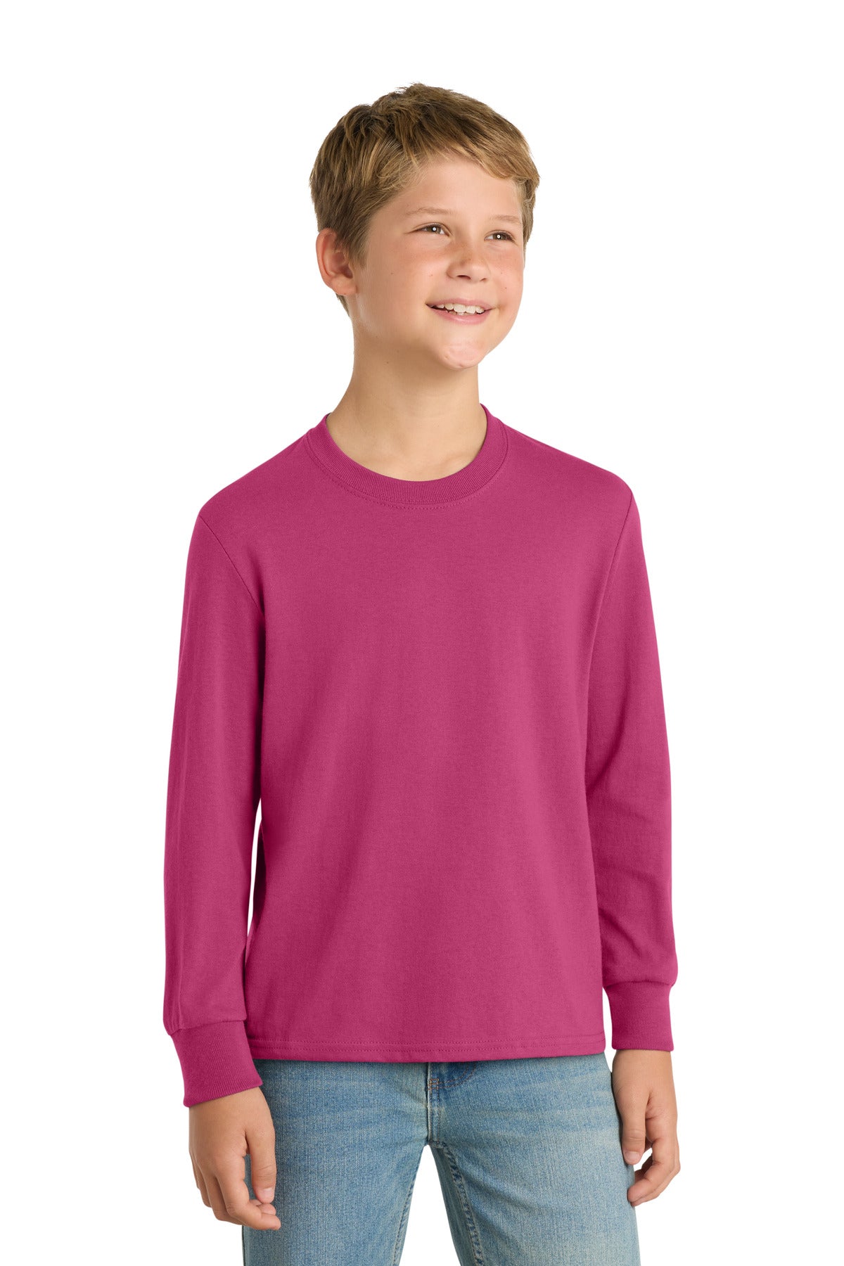Port & Co Youth Long Sleeve Core Cotton Tee. PC54YLS