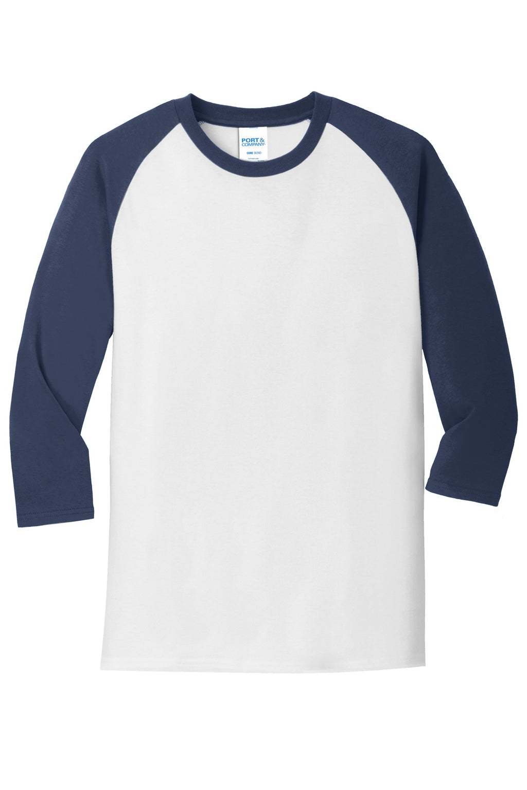 Port & Co Core Blend 3/4-Sleeve Raglan Tee. PC55RS
