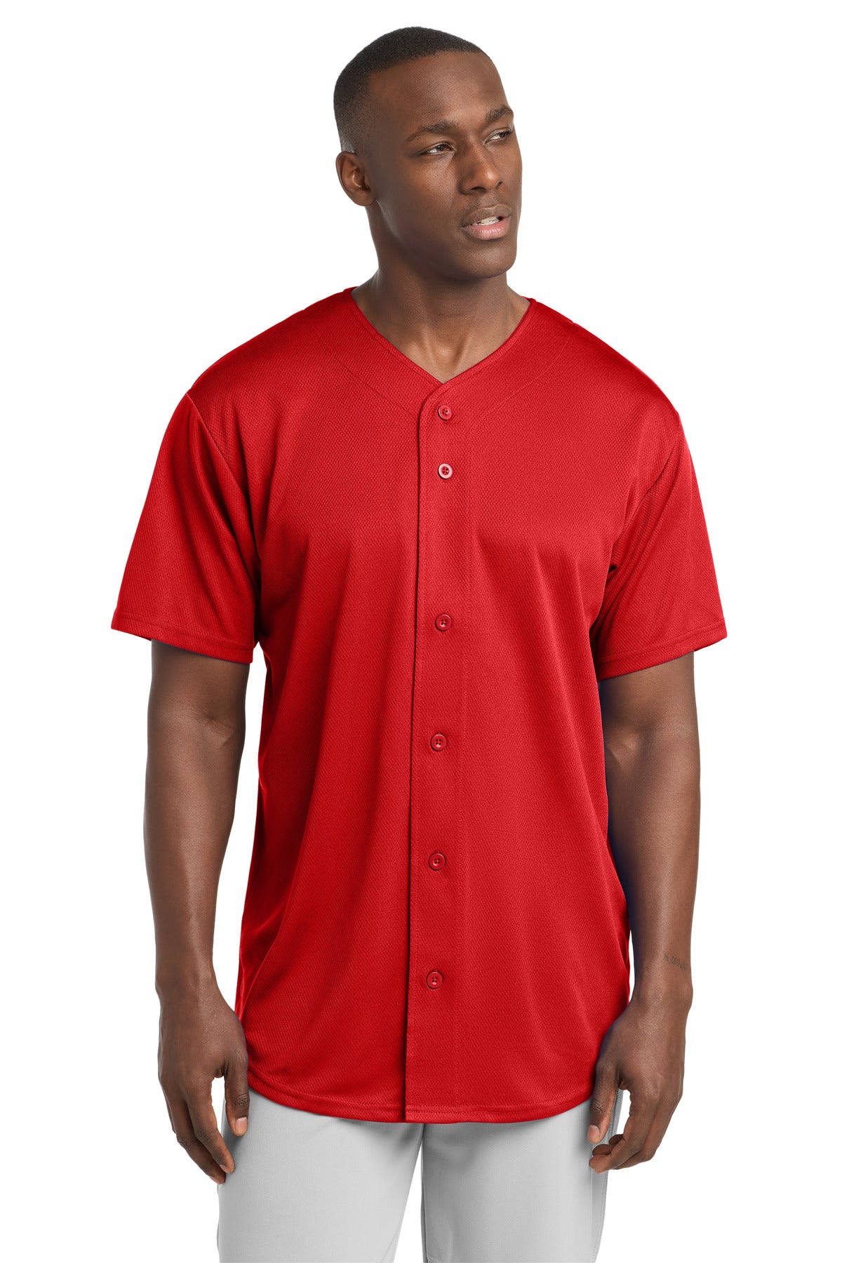 Sport-Tek PosiCharge Tough Mesh Full-Button Jersey. ST220