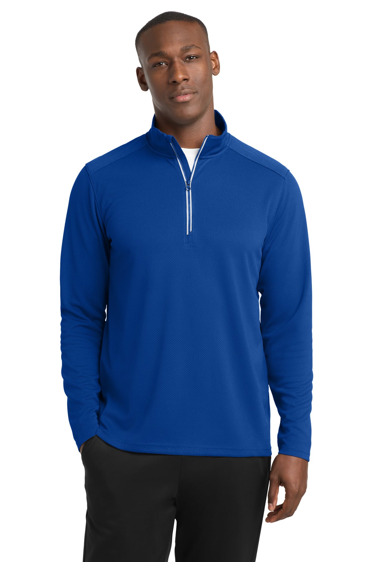 Sport-Tek Sport-Wick Textured 1/4-Zip Pullover.  ST860