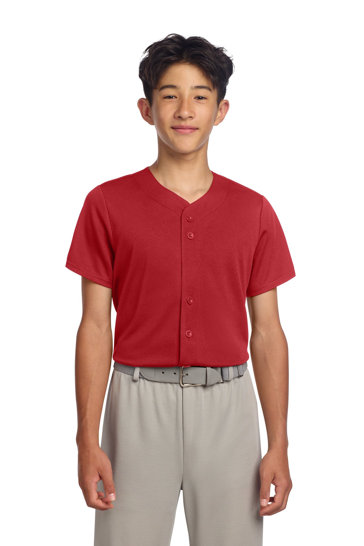 Sport-Tek Youth PosiCharge Tough Mesh Full-Button Jersey YST220