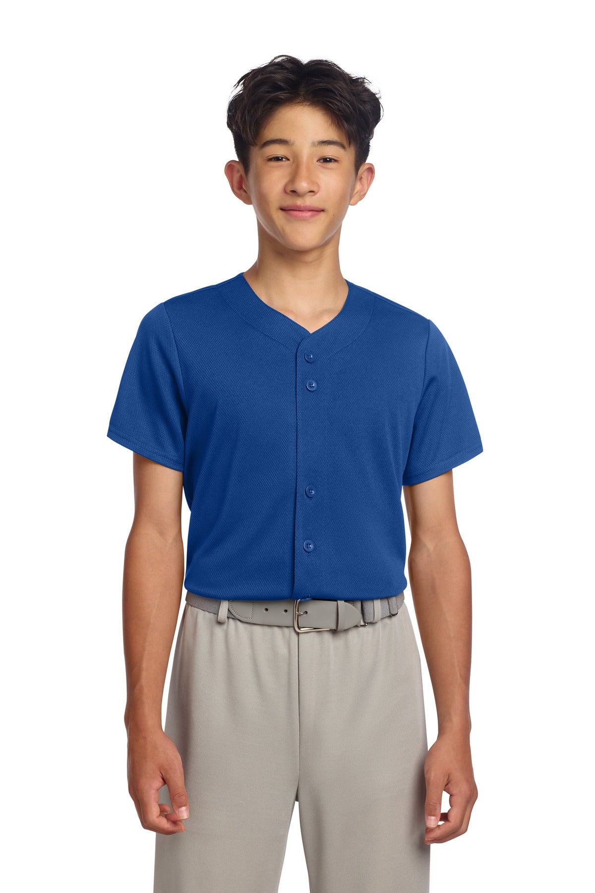 Sport-Tek Youth PosiCharge Tough Mesh Full-Button Jersey YST220