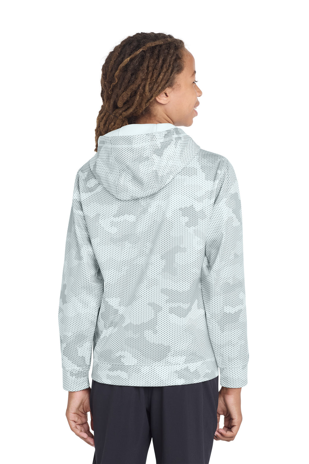 Sport-Tek Youth Sport-Wick CamoHex Fleece Hooded Pullover.  YST240