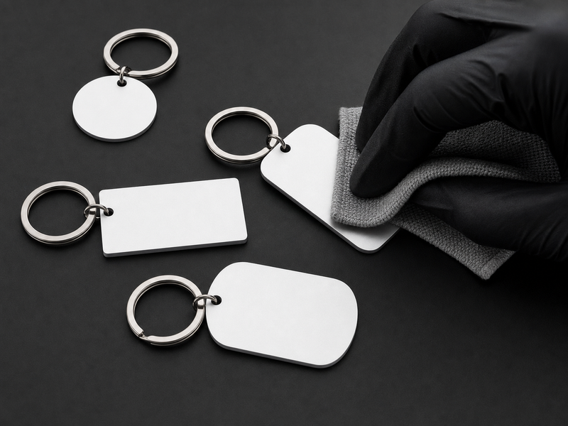 Sublimation keychain step 1 clean blanks