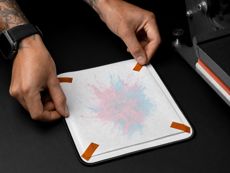 Sublimation mousepad step 2 position and tape transfer