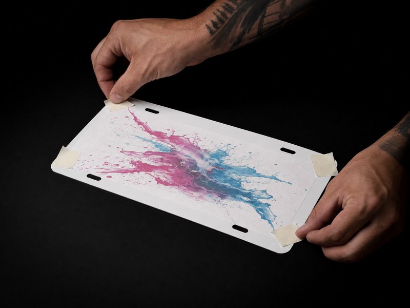 Sublimation license plate step 2 tape transfer