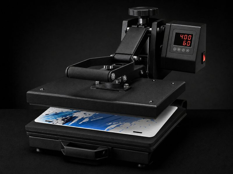 Sublimation license plate step 3 heat press